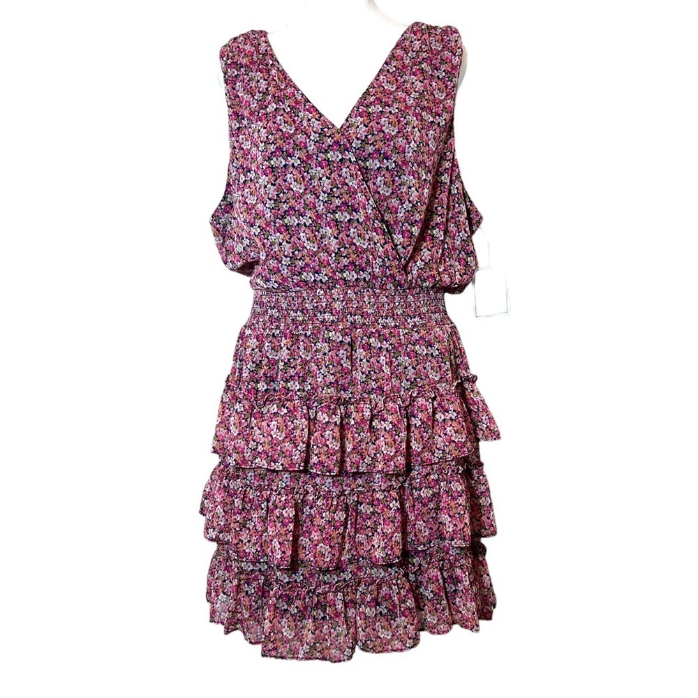 1. State Floral Sleeveless Smocked Ruffle Mini Dress, NWT, XL